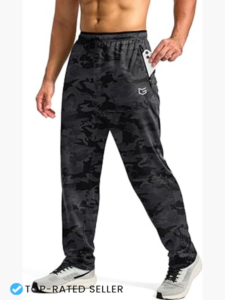 Men's Mesh Sweatpants With Zip Pockets Quick Dry Athletic Joggers Open Bottom